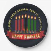 Assiettes En Carton Ajouter un nom Année Bougies Kwanzaa 9" (Devant)