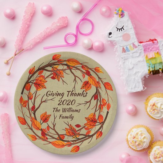 Assiettes En Carton Ajouter un nom correspondant Thanksgiving Automne (Fête)