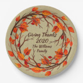 Assiettes En Carton Ajouter un nom correspondant Thanksgiving Automne (Devant)