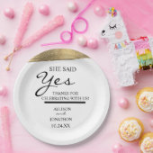 Assiettes En Carton Ajouter un nom Elle a dit Oui Gold Parties scintil (Fête)