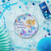 Assiettes En Carton Ajouter un nom Texte Blonde Mermaid Blue Mauve Aqu (Fête)