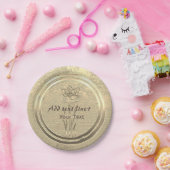 Assiettes En Carton Ajouter un texte Plaques de papier doré jonquille (Fête)