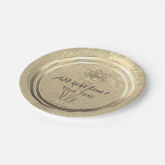 Assiettes En Carton Ajouter un texte Plaques de papier doré jonquille (Angle)