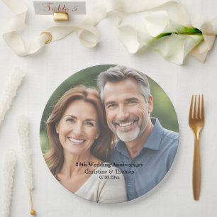 Assiettes En Carton Ajouter une superposition de texte de photo 20e an