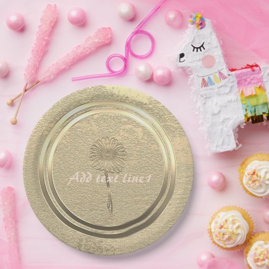 Assiettes En Carton Ajouter une taille d'or de texte (Fête)