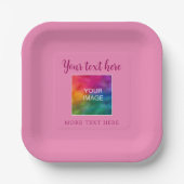 Assiettes En Carton Ajouter Votre Nom De Texte Photo Image Ici Carré R (Recto)