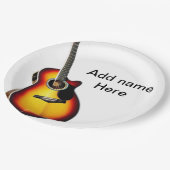 Assiettes En Carton Ajouter votre nom texte brun acoustique guitare éd (Angle)