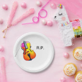 Assiettes En Carton Ajouter votre nom texte brun violon amant musique (Fête)