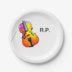 Assiettes En Carton Ajouter votre nom texte brun violon amant musique