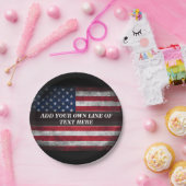 Assiettes En Carton Ajouter votre texte sur le drapeau américain (Fête)
