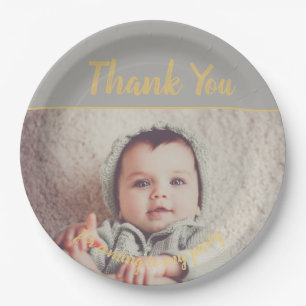 Assiettes En Carton Ajoutez votre propre photo Merci d'anniversaire