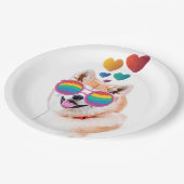 Assiettes En Carton Akita Chien avec Coeurs Saint Valentin (Angle)