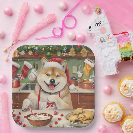 Assiettes En Carton Akita Gâteau de Noël Festif (Fête)