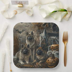 Assiettes En Carton Akita Halloween Chien de nuit plaisir