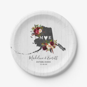 Assiettes En Carton Alaska State Destination Rustic Mariage Monogramme