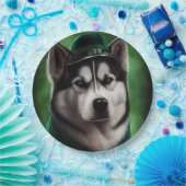 Assiettes En Carton Alaskan Malamute chien en robe de fête St. Patrick (Fête)