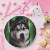 Assiettes En Carton Alaskan Malamute chien en robe de fête St. Patrick (Fête)