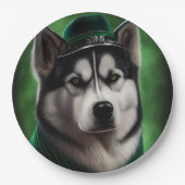 Assiettes En Carton Alaskan Malamute chien en robe de fête St. Patrick (Devant)