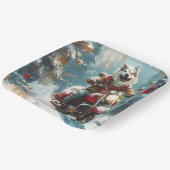 Assiettes En Carton Alaskan Malamute Dog équitation moto Noël (Angulaire)