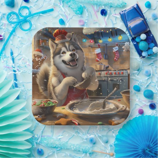 Assiettes En Carton Alaskan Malamute : Noël festif (Fête)