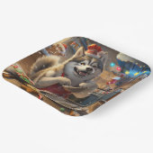 Assiettes En Carton Alaskan Malamute : Noël festif (Angulaire)