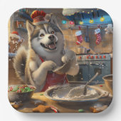 Assiettes En Carton Alaskan Malamute : Noël festif (Recto)