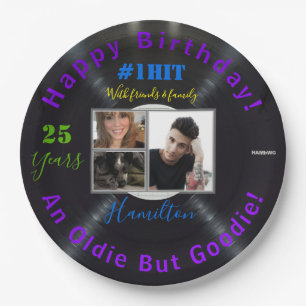 Assiettes En Carton Album musical Thème Anniversaire Plaque papier - H