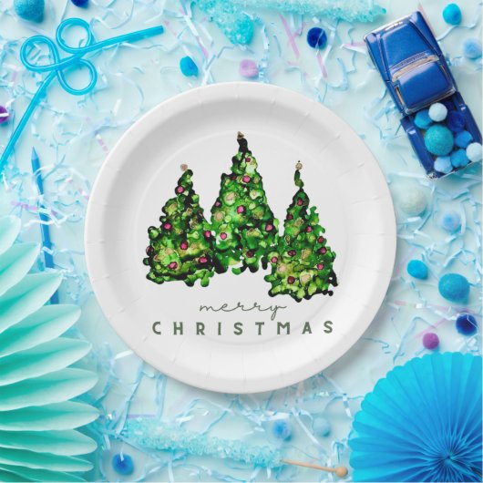 Assiettes En Carton Alcohol Ink Design Holiday Chrismas TrePaper Plate (Fête)