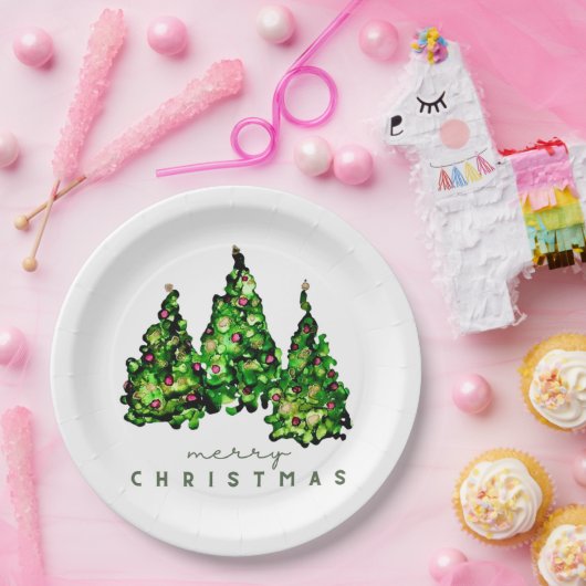 Assiettes En Carton Alcohol Ink Design Holiday Chrismas TrePaper Plate (Fête)