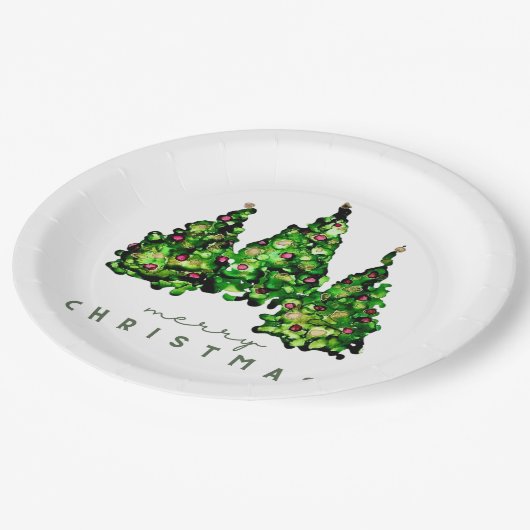 Assiettes En Carton Alcohol Ink Design Holiday Chrismas TrePaper Plate (Angle)