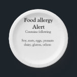 Assiettes En Carton Alerte d'allergie alimentaire ajouter le nom texte<br><div class="desc">Conception</div>