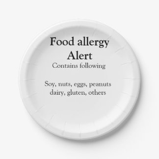 Assiettes En Carton Alerte d'allergie alimentaire ajouter le nom texte
