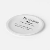 Assiettes En Carton Alerte d'allergie alimentaire ajouter le nom texte (Angle)