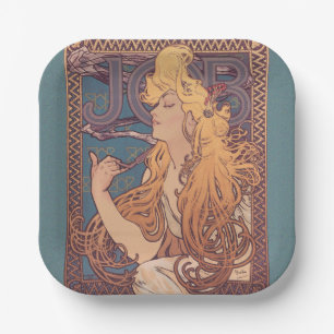 Assiettes En Carton Alfonse Mucha Job Art Nouveau femme