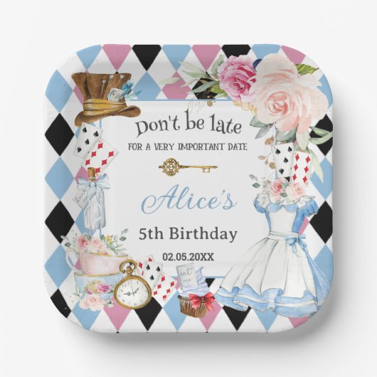 Assiettes En Carton Alice au pays des merveilles Anniversaire Tea Part (Recto)