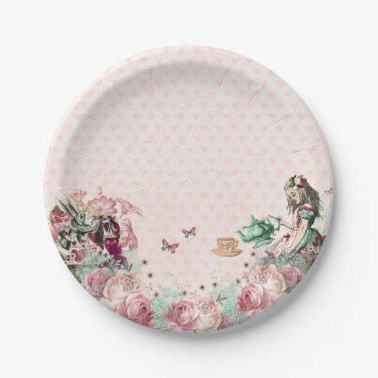 Assiettes En Carton Alice au pays des merveilles Blush & Mint Tea Part (Devant)