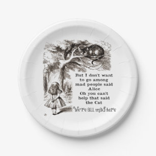 Assiettes En Carton Alice au pays des merveilles ; Chat de Cheshire