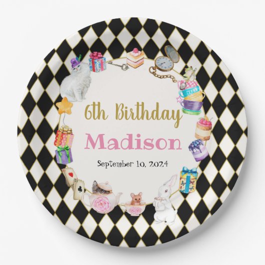 Assiettes En Carton Alice au pays des merveilles Plaque papier personn (Devant)