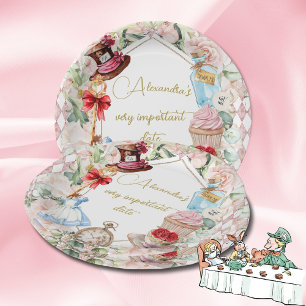 Assiettes En Carton Alice Au Pays Des Merveilles Thème Floral Rose Per