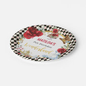 Assiettes En Carton Alice aux fleurs rouges au pays des merveilles Fêt (Angle)