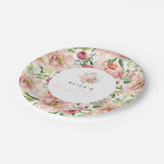 Assiettes En Carton ALICE Blush Floral Réception de Mariage Thé Party (Angle)