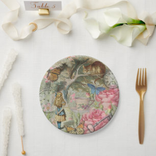 Assiettes En Carton Alice Cheshire Chat Wonderland Tree Garden