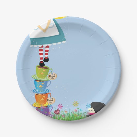 Assiettes En Carton Alice dans des plaques à papier de fête (Devant)