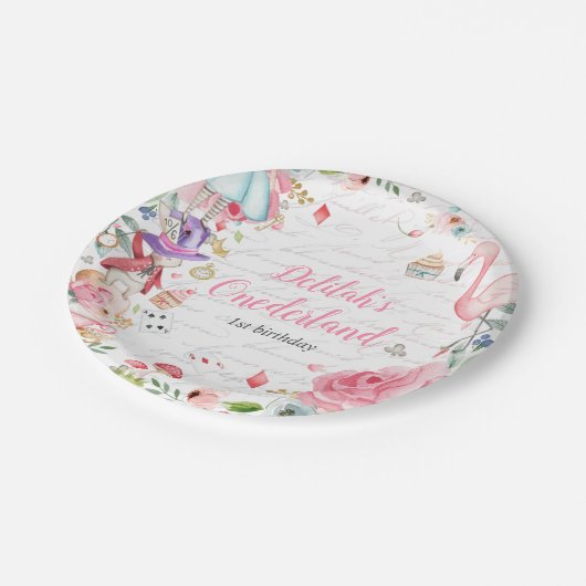 Assiettes En Carton Alice dans l'Onederland 1er anniversaire Mad Tea P (Angle)