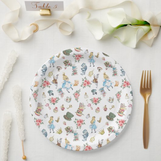 Assiettes En Carton Alice dans l'Onederland Plaques de papier à thème (Mariage)