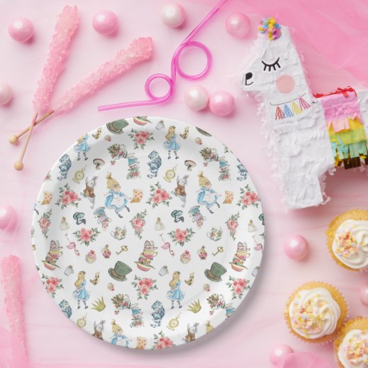 Assiettes En Carton Alice dans l'Onederland Plaques de papier à thème (Fête)