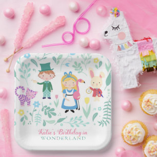 Assiettes En Carton Alice en fête d'anniversaire du pays des
