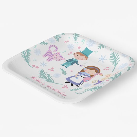 Assiettes En Carton Alice en hiver Wonderland fête d'anniversaire (Angulaire)