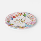 Assiettes En Carton Alice in Wonderland 1st birthday Pink  (Angle)