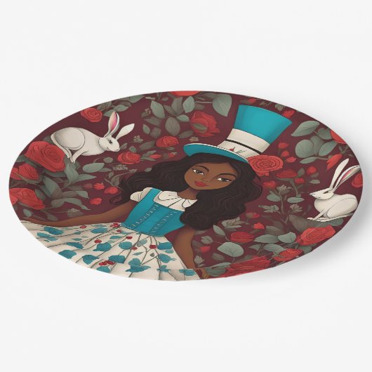 Assiettes En Carton Alice noire au pays des merveilles (Angle)